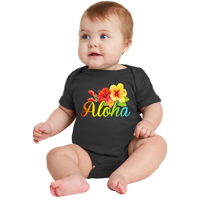 Aloha Hawaiian Flower Hawaii Vacation Women Men Baby Bodysuit