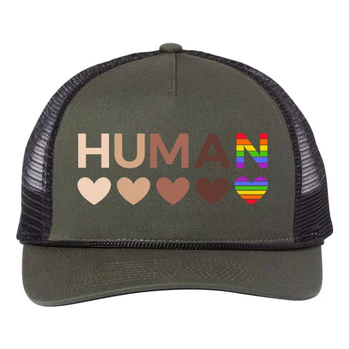 Allinclusive Hearts For Blm Racial Justice And Hu Equality Gift Retro Rope Trucker Hat Cap