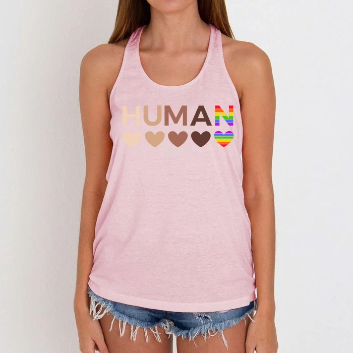 Allinclusive Hearts For Blm Racial Justice And Hu Equality Gift Women's Knotted Racerback Tank