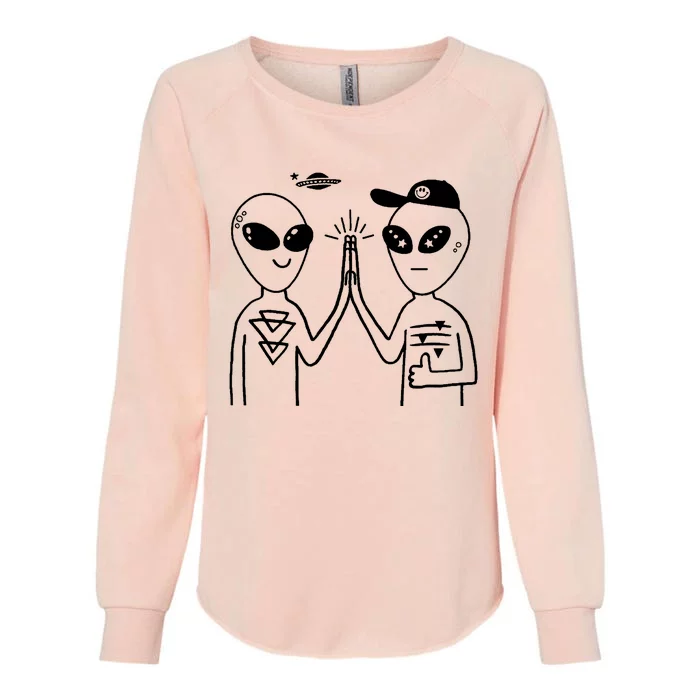 Alien High Five Womens California Wash Sweatshirt