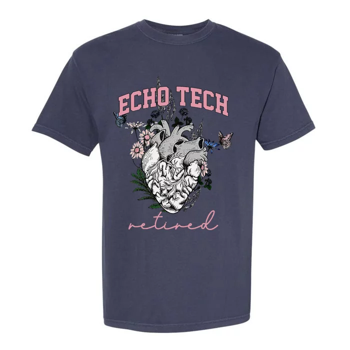 Anatomical Heart Floral Echo Tech Retired Cardiac Sonography Garment-Dyed Heavyweight T-Shirt