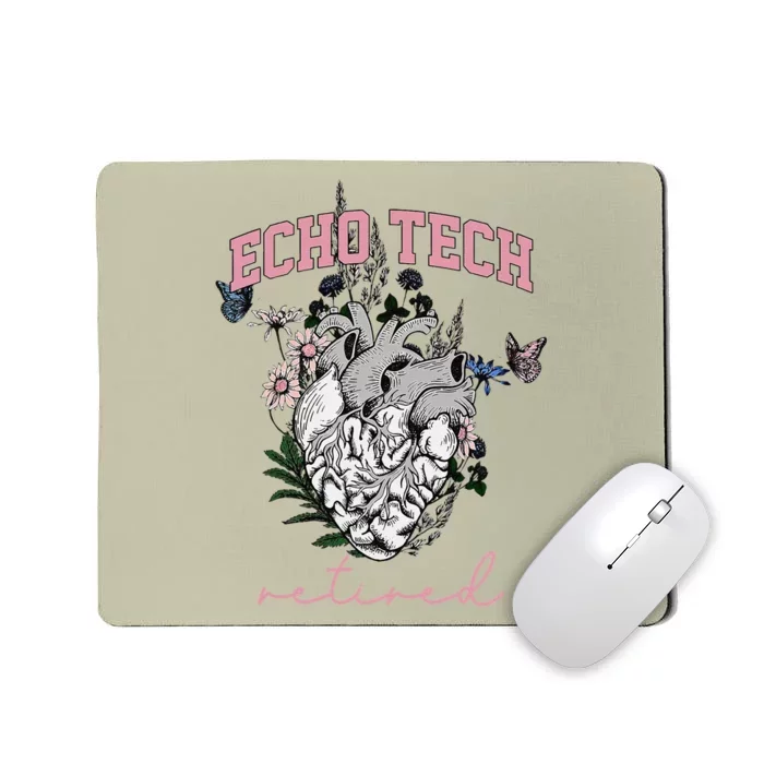 Anatomical Heart Floral Echo Tech Retired Cardiac Sonography Mousepad