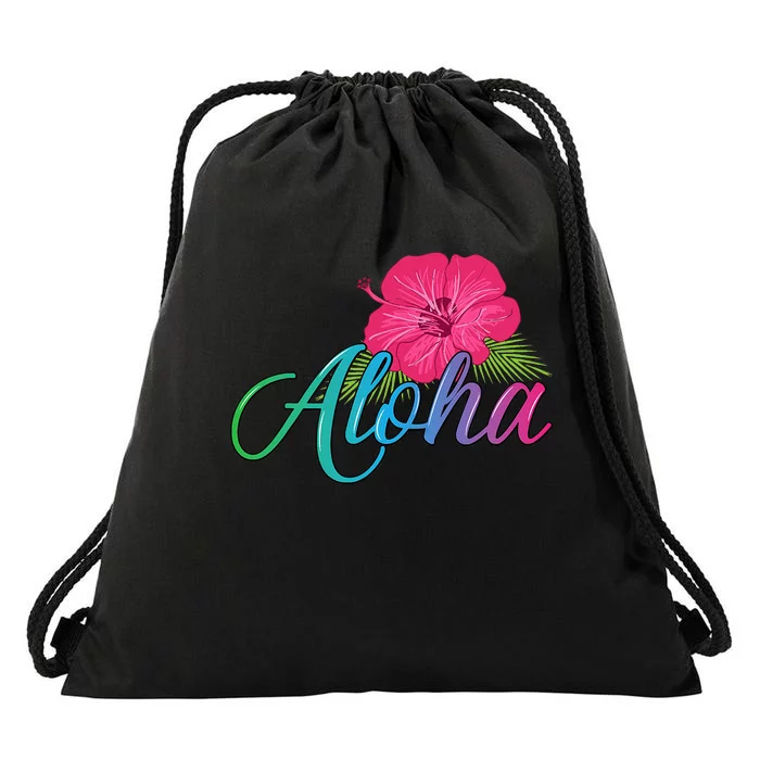 Aloha Hawaii From The Island Feel The Aloha Flower Drawstring Bag