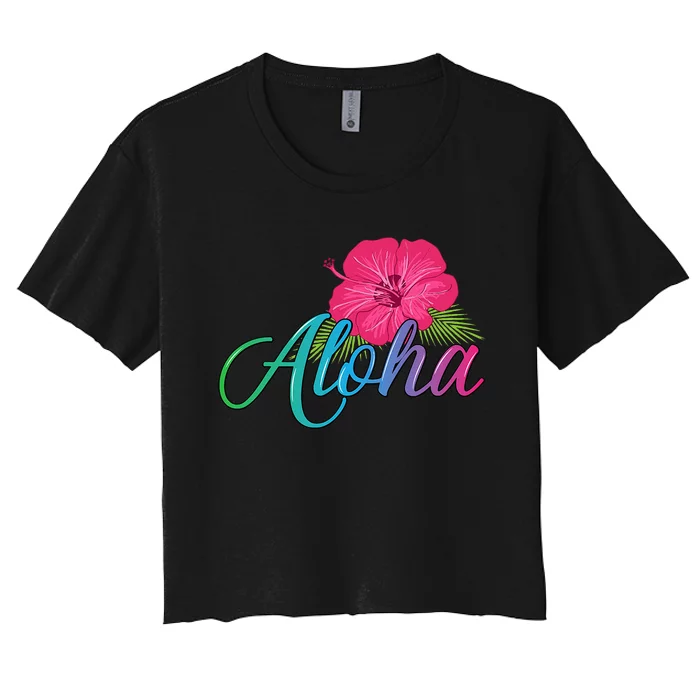 Aloha Hawaii From The Island Feel The Aloha Flower Women's Crop Top Tee