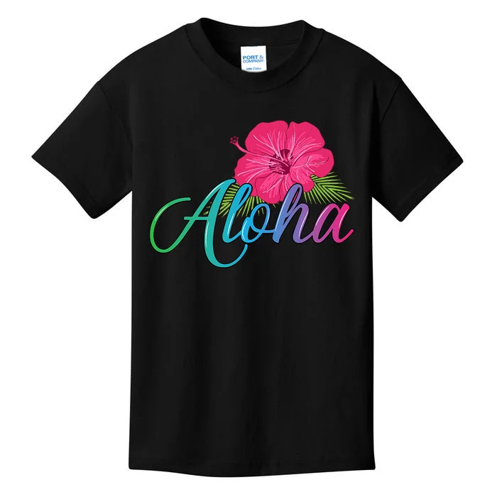 Aloha Hawaii From The Island Feel The Aloha Flower Kids T-Shirt