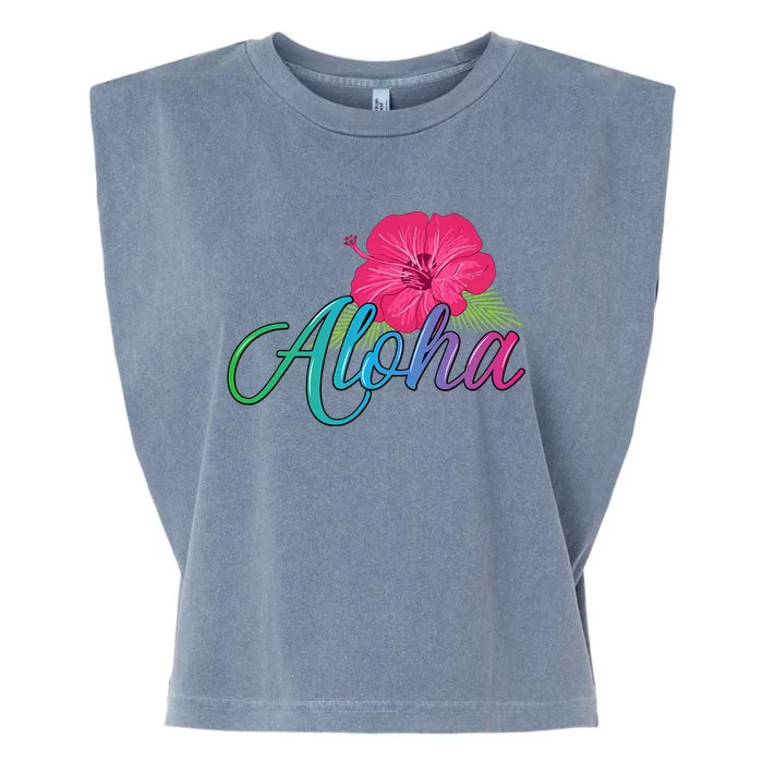 Aloha Hawaii From The Island Feel The Aloha Flower Garment-Dyed Women's Muscle Tee