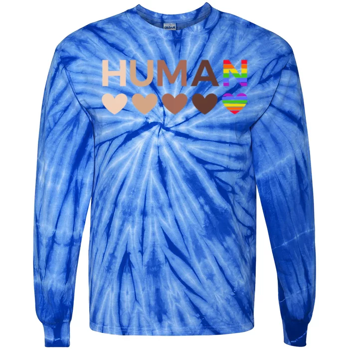 Allinclusive Hearts For Blm Racial Justice And Hu Equality Meaningful Gift Tie-Dye Long Sleeve Shirt