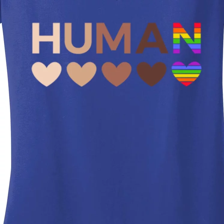 Allinclusive Hearts For Blm Racial Justice And Hu Equality Meaningful Gift Women's V-Neck T-Shirt