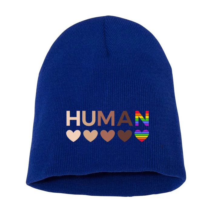 Allinclusive Hearts For Blm Racial Justice And Hu Equality Meaningful Gift Short Acrylic Beanie