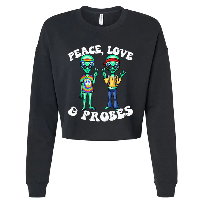 Alien Humor Funny Alien Lover Funny UFO Believe In Alien Cropped Pullover Crew