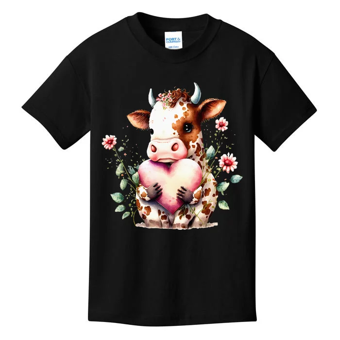 A Heart For Sweet Cow Funny animal Kids T-Shirt