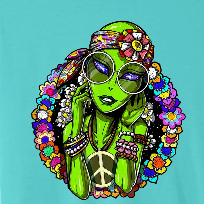 Alien Hippie Floral Peace Sign Flowers ChromaSoft Performance T-Shirt