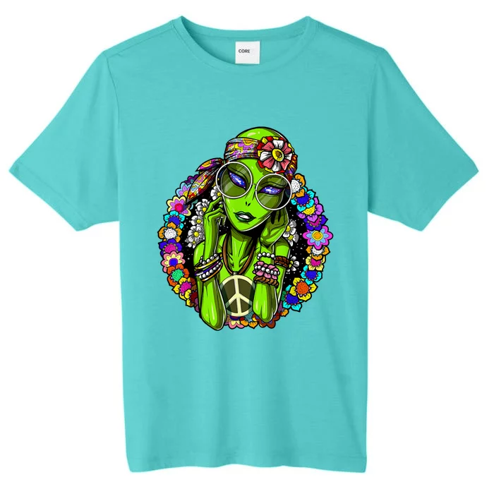 Alien Hippie Floral Peace Sign Flowers ChromaSoft Performance T-Shirt