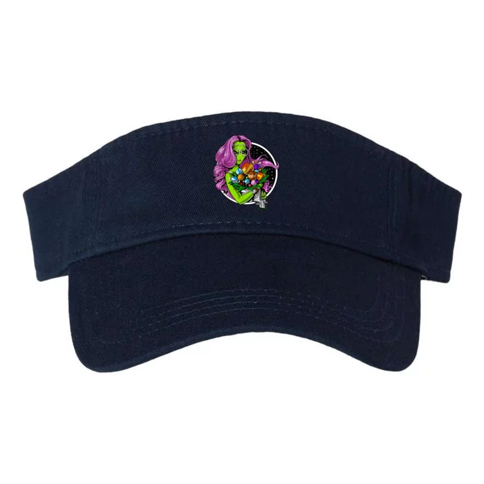 Alien Hippie Floral Peace Sign Flowers Valucap Bio-Washed Visor