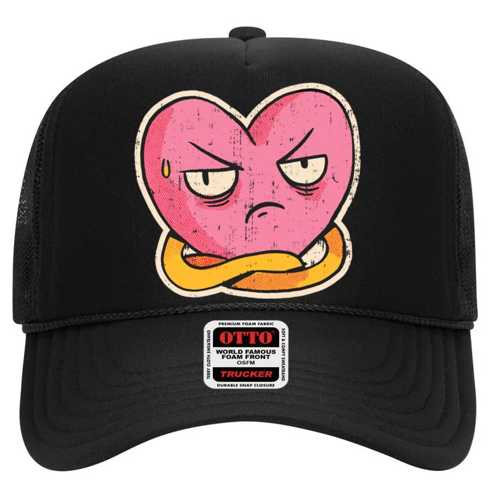 Angry Heart Funny High Crown Mesh Trucker Hat