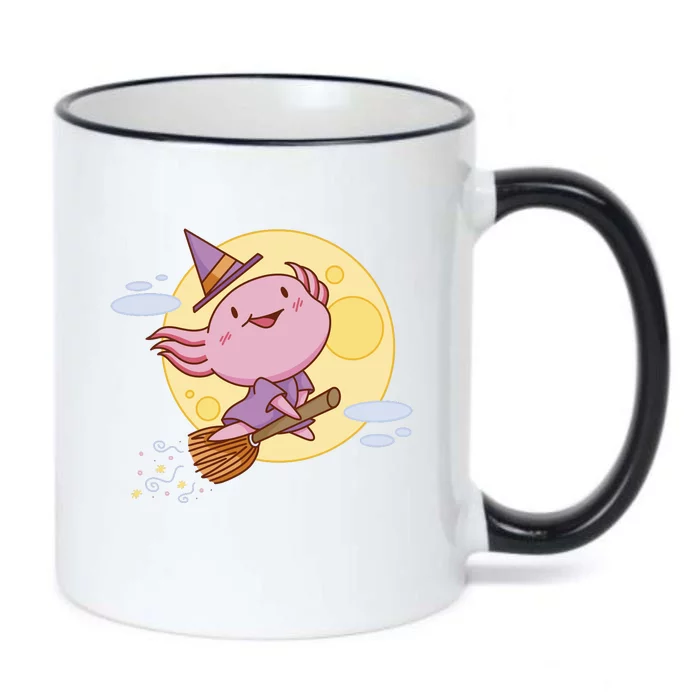 Axolotl Halloween Flying Witch Black Color Changing Mug