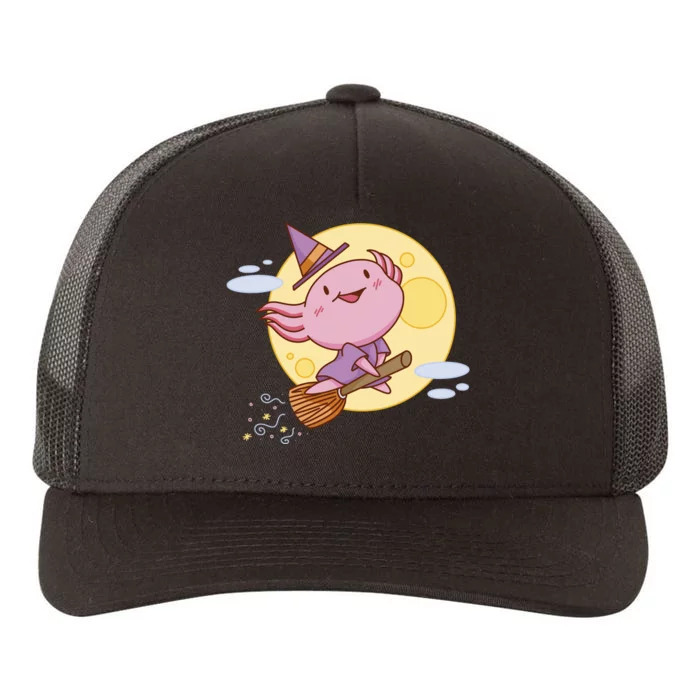 Axolotl Halloween Flying Witch Yupoong Adult 5-Panel Trucker Hat