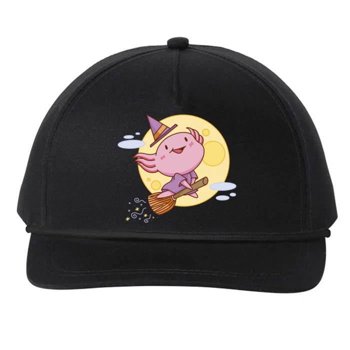 Axolotl Halloween Flying Witch Snapback Five-Panel Rope Hat