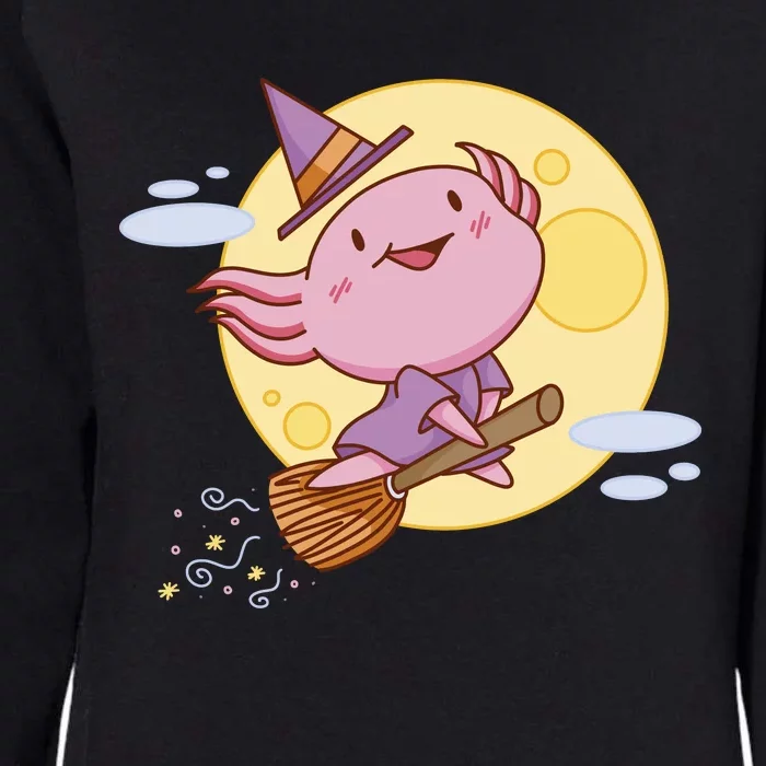 Axolotl Halloween Flying Witch Womens California Wash Sweatshirt