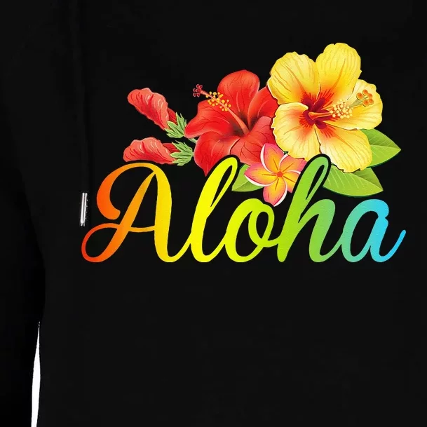 Aloha Hawaiian Flower Hawaii Vacation Womens Funnel Neck Pullover Hood