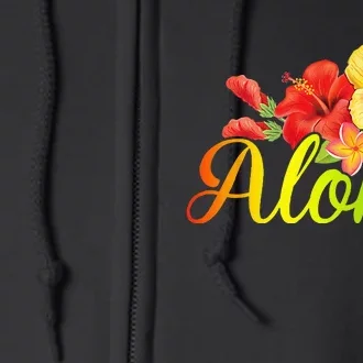 Aloha Hawaiian Flower Hawaii Vacation Full Zip Hoodie