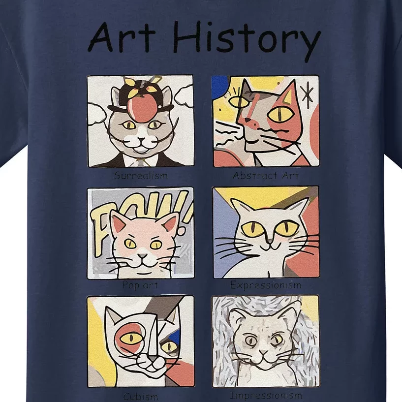 Art History Funny Cat Art Lover Painting Painter Artist Kids T-Shirt