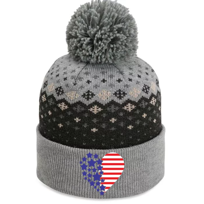 American Heart Flag The Baniff Cuffed Pom Beanie