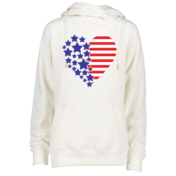 American Heart Flag Womens Funnel Neck Pullover Hood