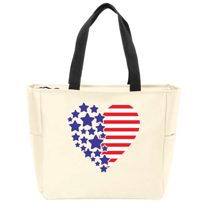 American Heart Flag Zip Tote Bag