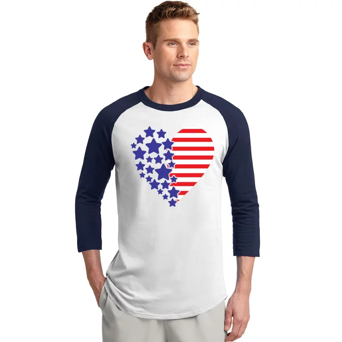 American Heart Flag Baseball Sleeve Shirt