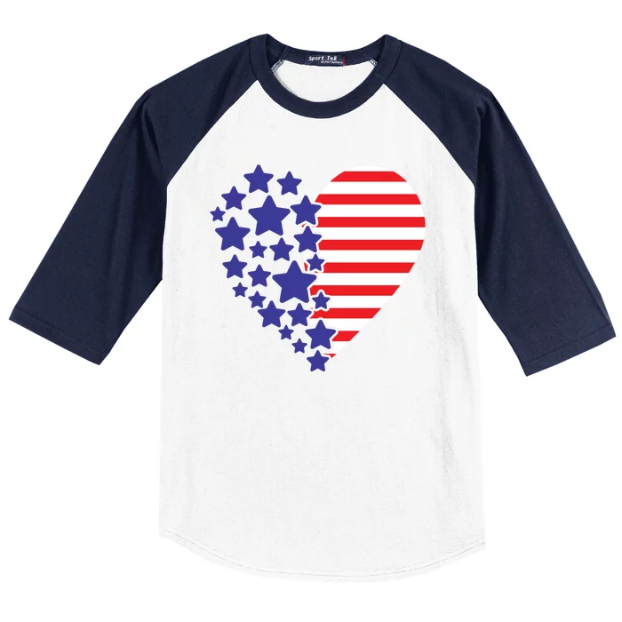 American Heart Flag Baseball Sleeve Shirt