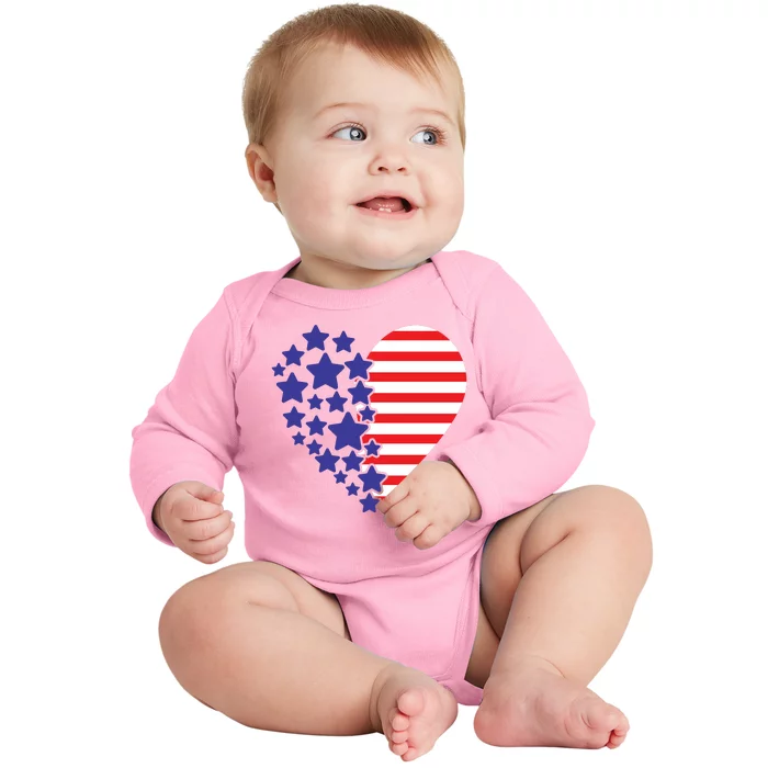 American Heart Flag Baby Long Sleeve Bodysuit