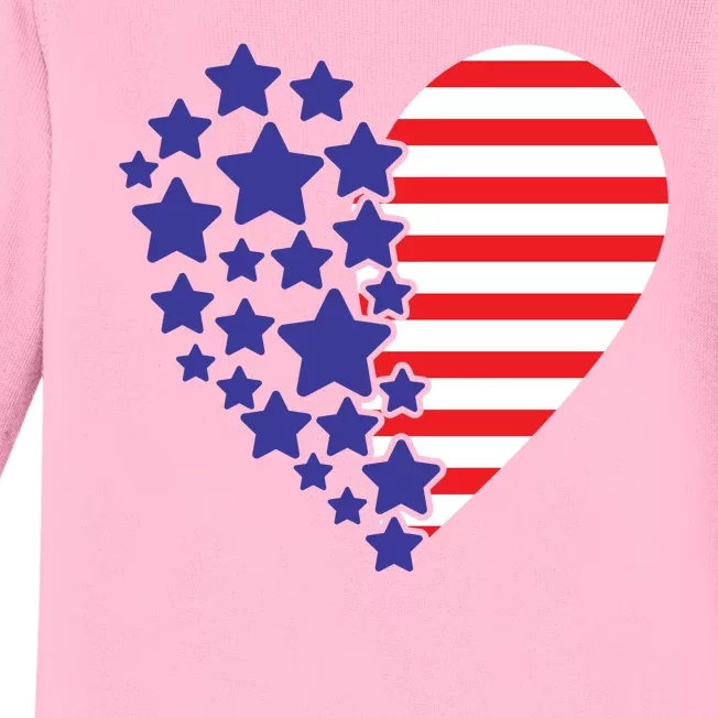 American Heart Flag Baby Long Sleeve Bodysuit