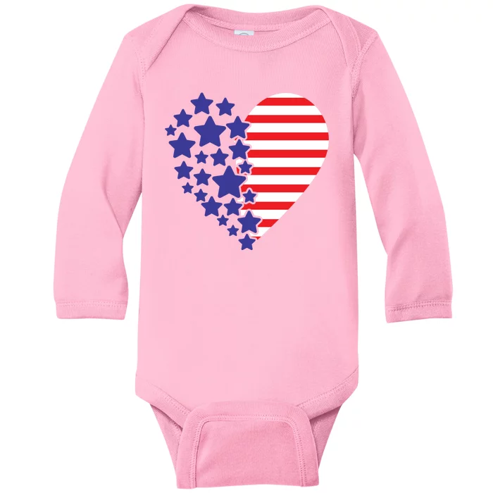 American Heart Flag Baby Long Sleeve Bodysuit