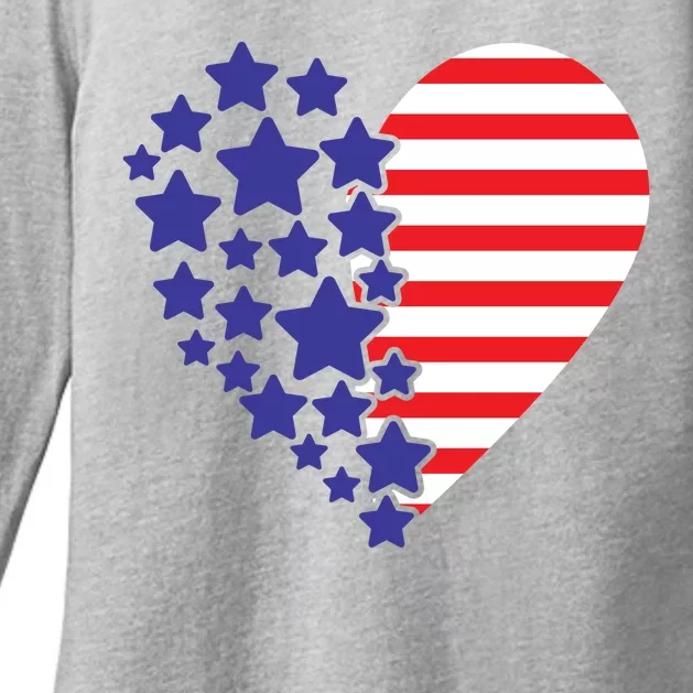 American Heart Flag Womens CVC Long Sleeve Shirt