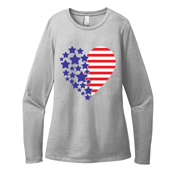 American Heart Flag Womens CVC Long Sleeve Shirt