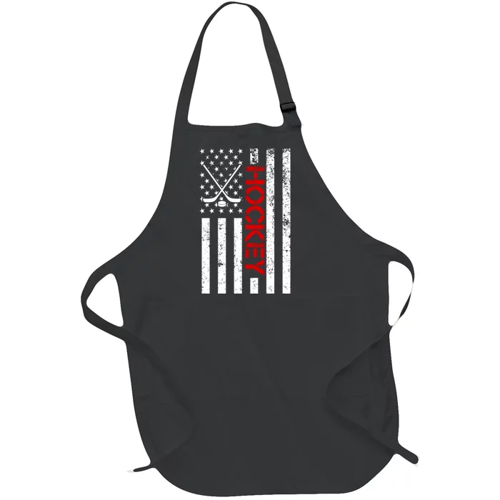 American Hockey Flag Vintage Full-Length Apron With Pocket