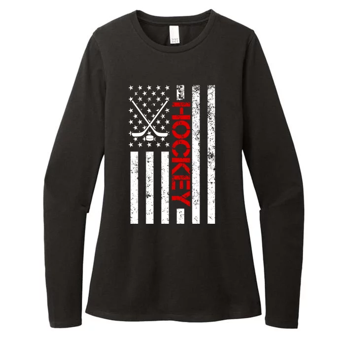 American Hockey Flag Vintage Womens CVC Long Sleeve Shirt