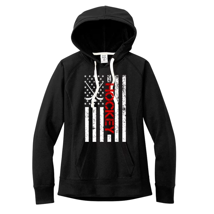 American Hockey Flag Vintage Women's Fleece Hoodie