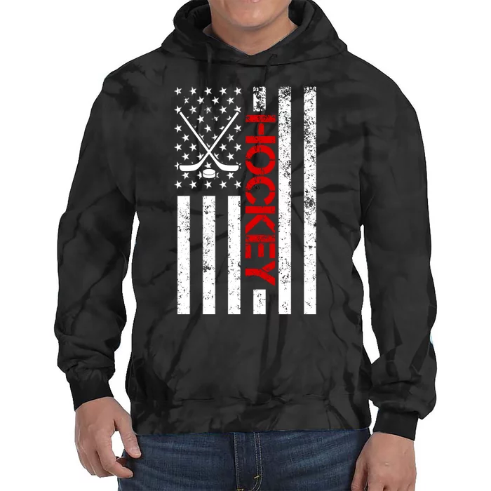 American Hockey Flag Vintage Tie Dye Hoodie