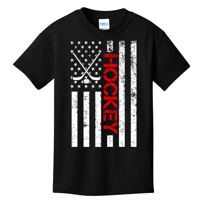 American Hockey Flag Vintage Kids T-Shirt