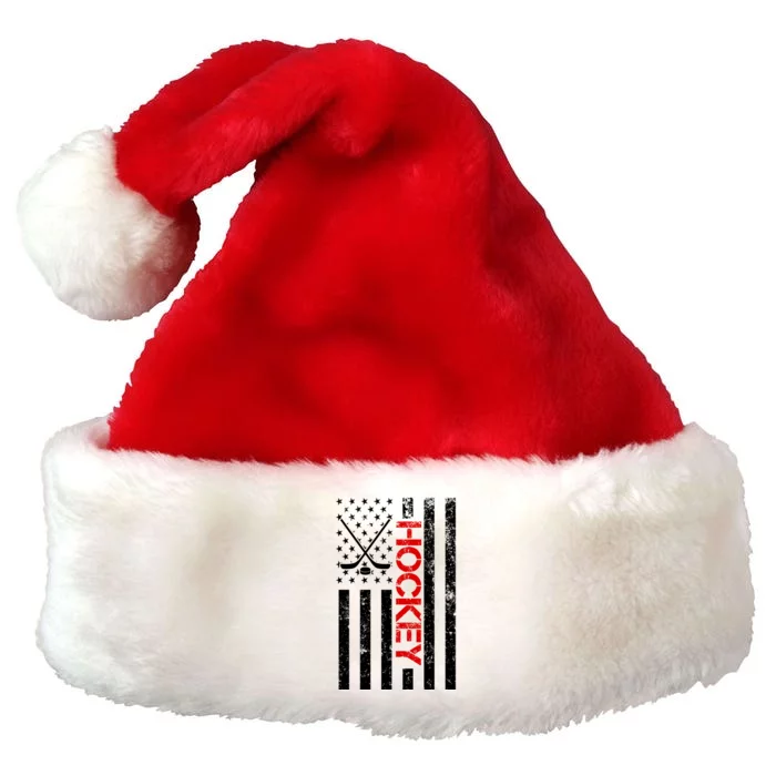 American Hockey Flag Vintage Premium Christmas Santa Hat