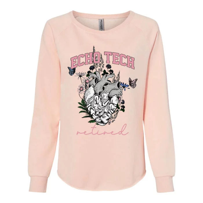 Anatomical Heart Floral Echo Tech Retired Cardiac Sonography Womens California Wash Sweatshirt