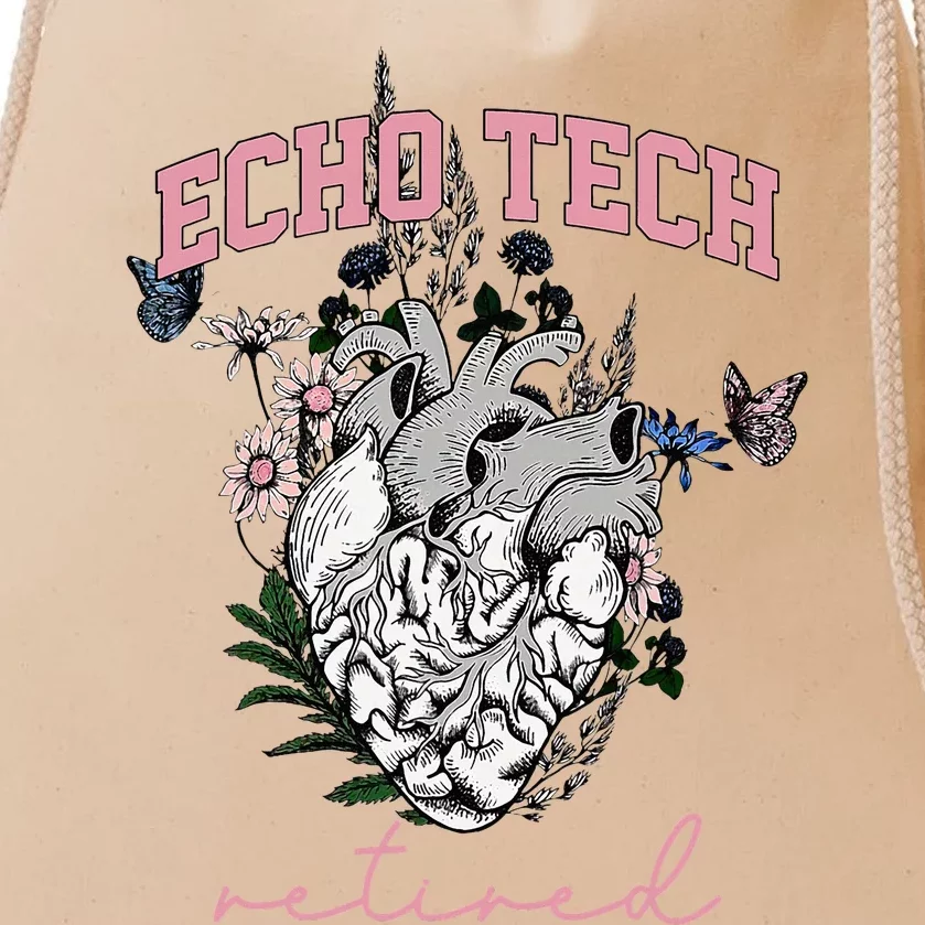 Anatomical Heart Floral Echo Tech Retired Cardiac Sonography Drawstring Bag