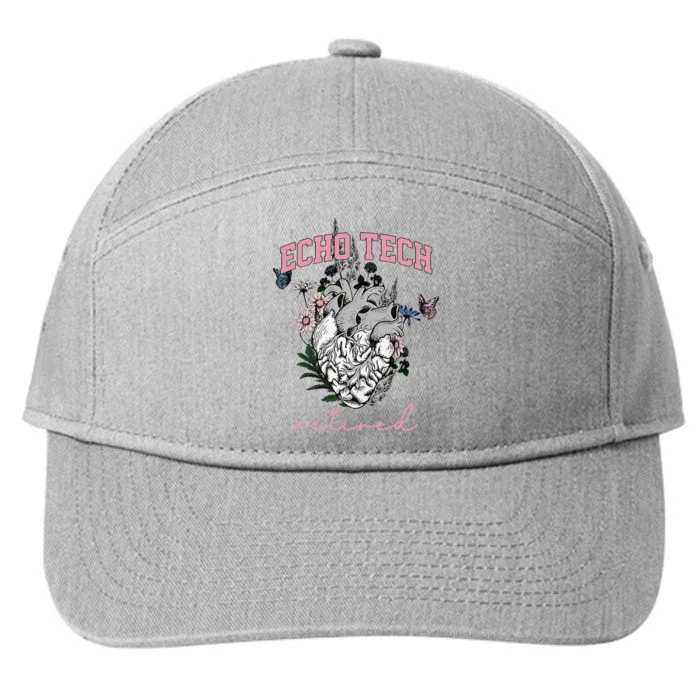 Anatomical Heart Floral Echo Tech Retired Cardiac Sonography 7-Panel Snapback Hat