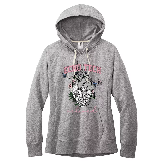 Anatomical Heart Floral Echo Tech Retired Cardiac Sonography Women's Fleece Hoodie