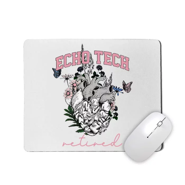 Anatomical Heart Floral Echo Tech Retired Cardiac Sonography Mousepad