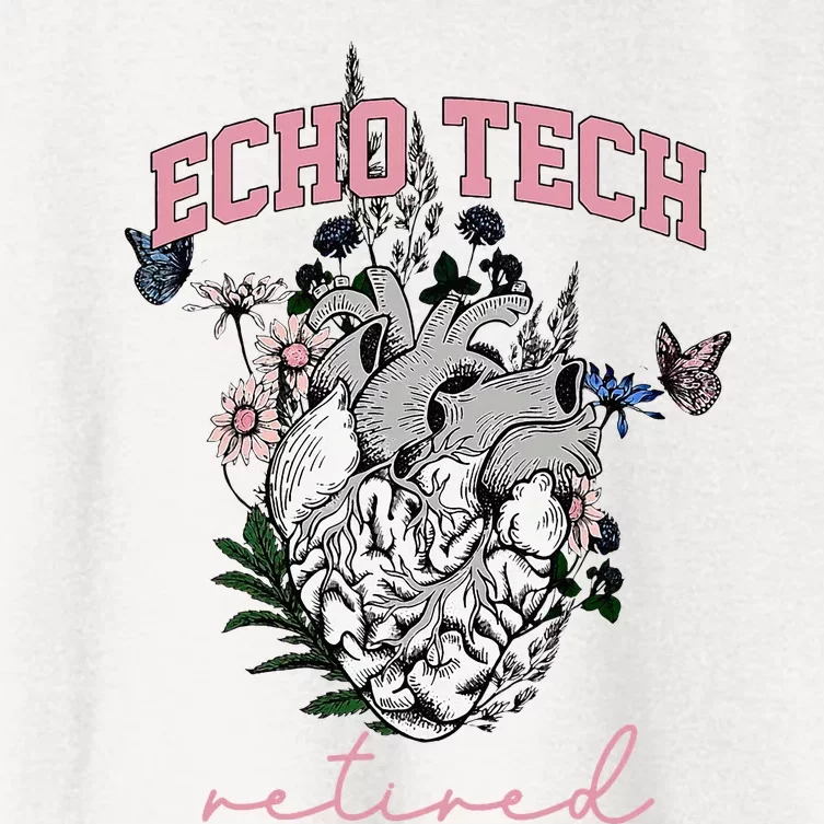 Anatomical Heart Floral Echo Tech Retired Cardiac Sonography Women's Crop Top Tee