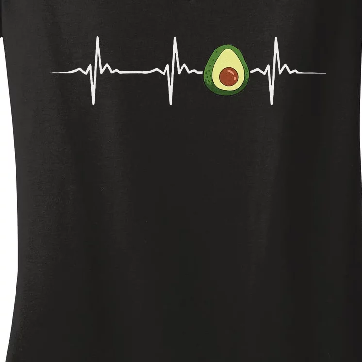 Avocado Heartbeat Funny Health Design Women's V-Neck T-Shirt