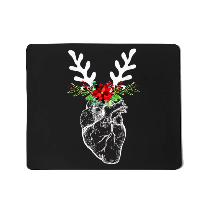 Anatomy Heart Floral Reindeer Christmas Cardiac Nurse Mousepad